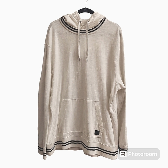 AMERICAN EAGLE OUTFITTERS Nautical White and Navy Long Sleeve Hoodie - Picture 1 of 10